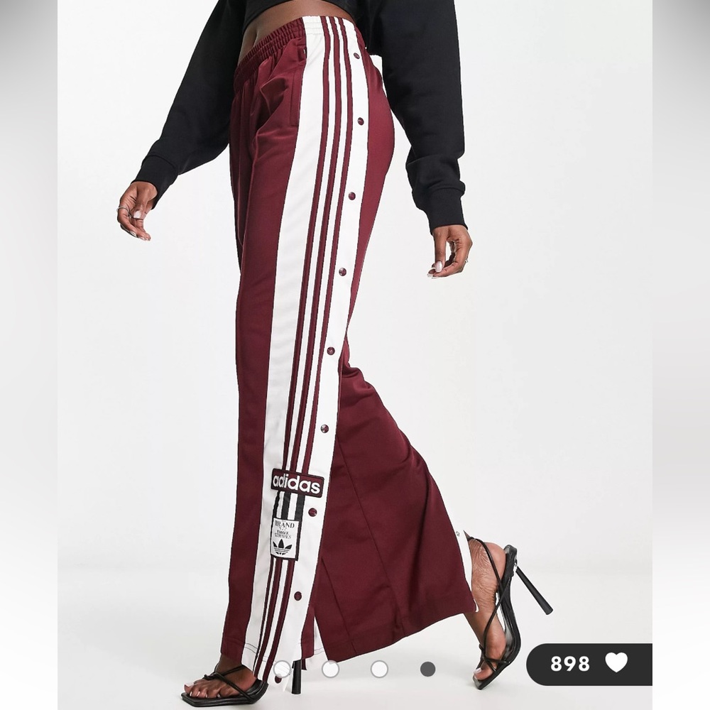 adidas Originals adibreak popper track pants in burgundy